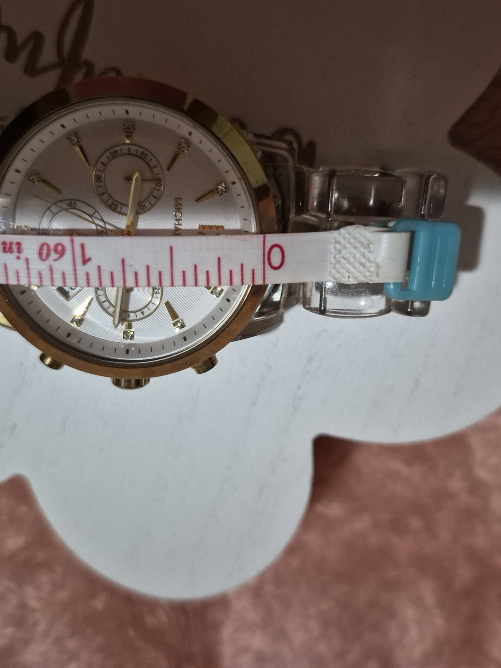 Michael Kors Clear Acrylic and Gold Tone Chronograph Watch - White Dial - Picture 8 of 10